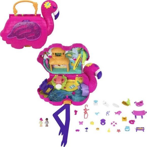 Have one to sell? Sell now Polly Pocket Flamingo Party Compact Animal Toy w 2 M - Picture 2 of 9